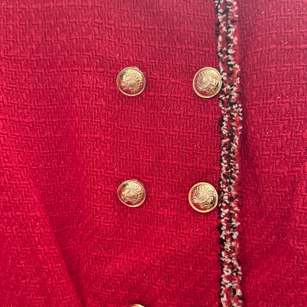 Shein Red Tweed Dress with Gold Buttons - Picture 8 of 11